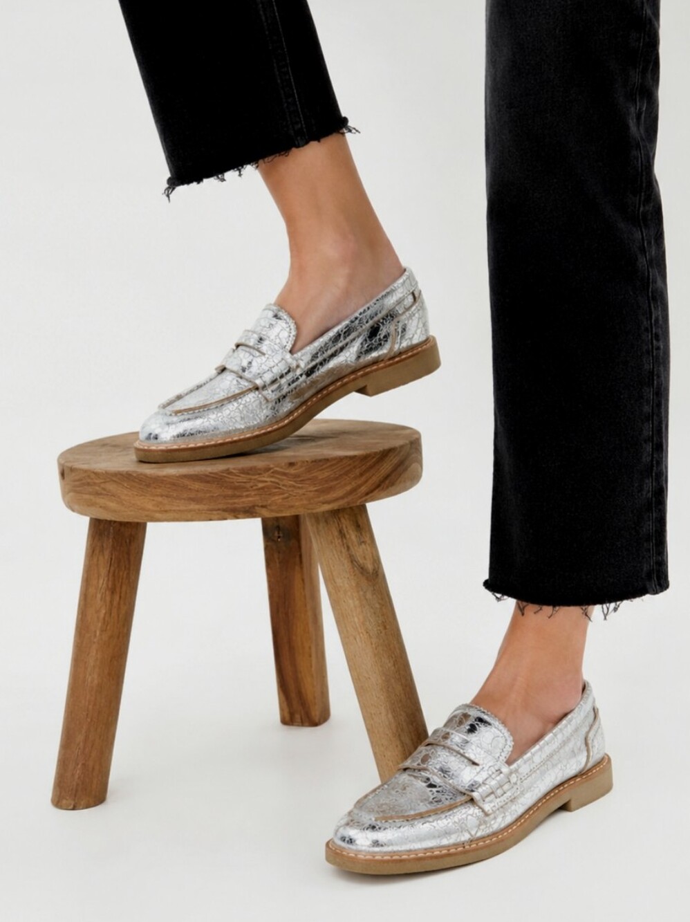 Dolce Vita Silver Metallic Loafers Arabel